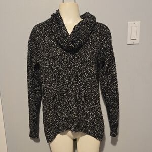 Calvin Klein Black and White Cowl Neck Sweater